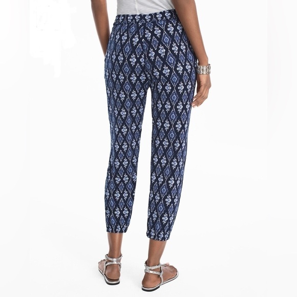 White House Black Market Ikat Printed Knit Crop Jogger Style Pants Blue Size M/L - Picture 10 of 12